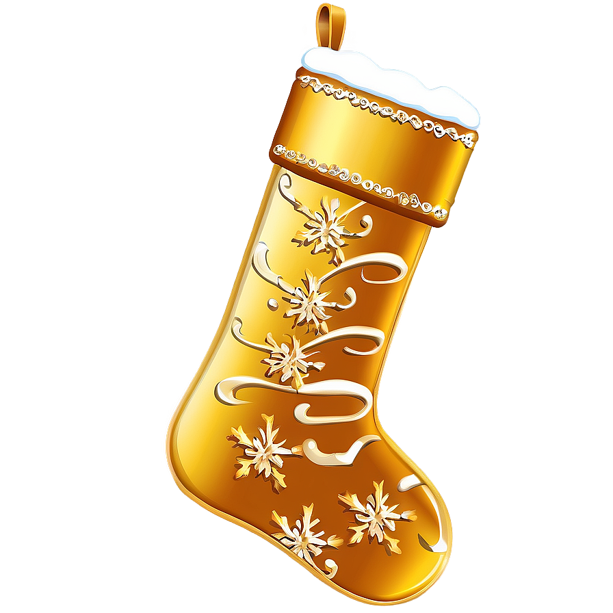 Golden Christmas Stocking Png 40