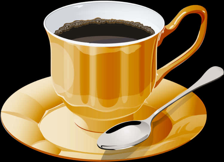 Golden Coffee Cup Vector Illustration