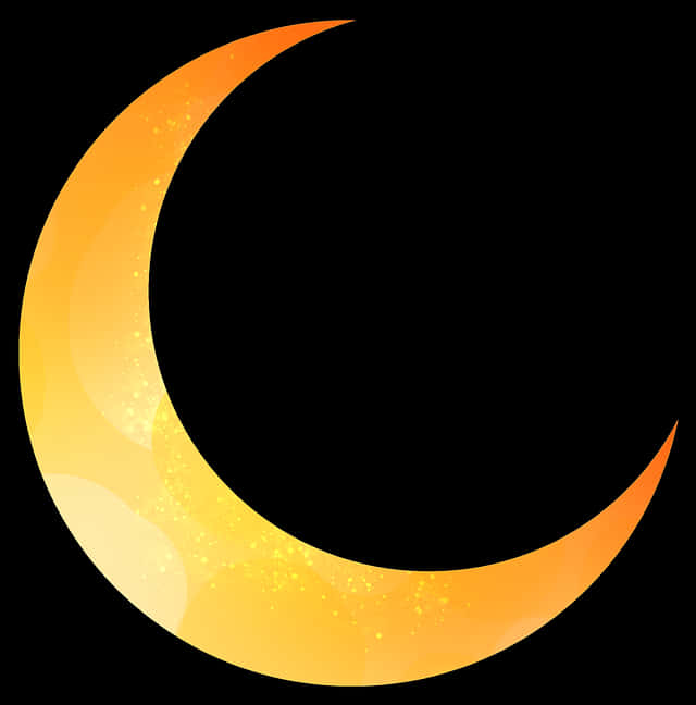 Golden Crescent Moon Illustration