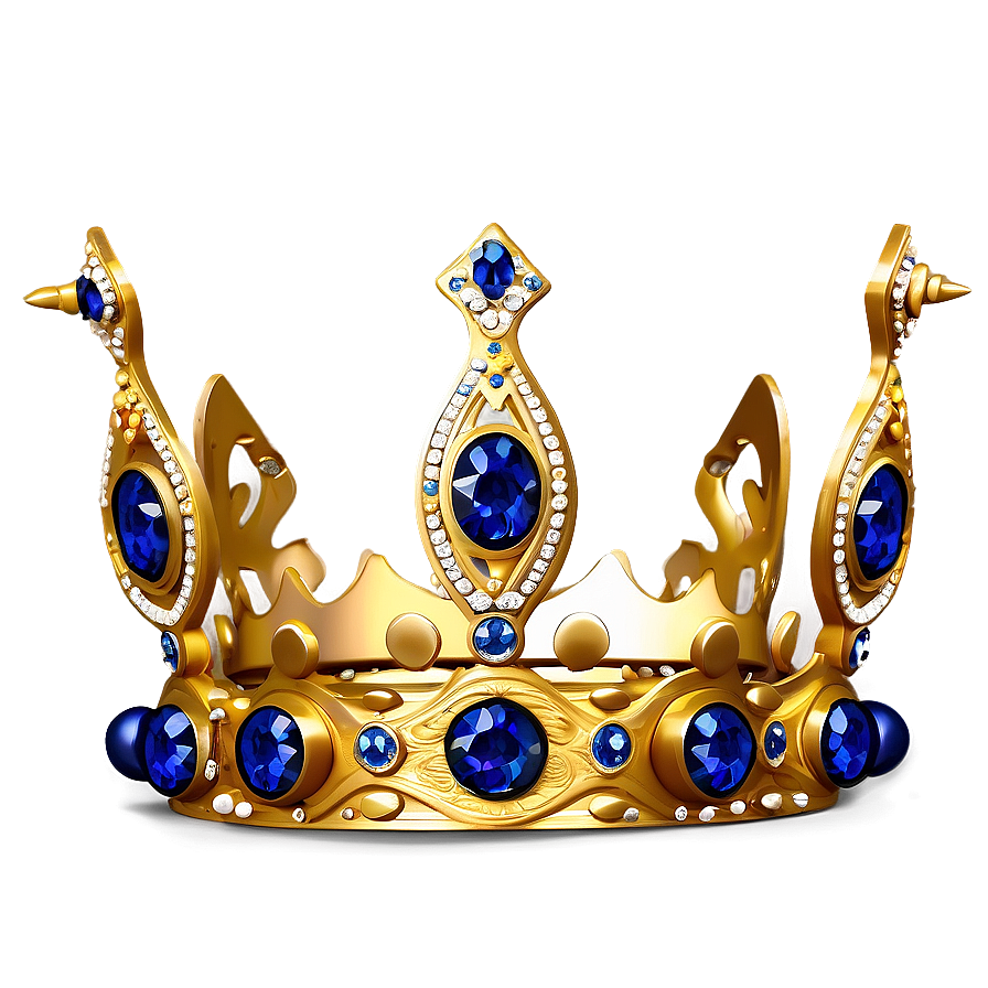 Golden Crown With Sapphires Png 06282024