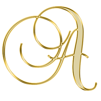 Golden Cursive Alphabet Letter A T