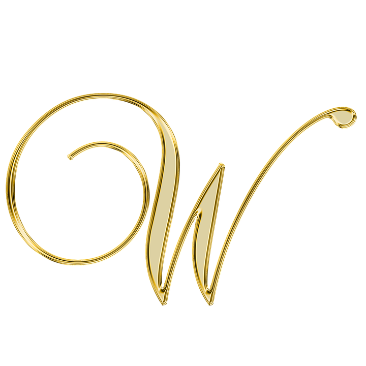 Golden_ Cursive_ Letter_ W