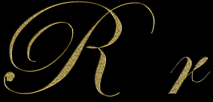 Golden Cursive R Letter