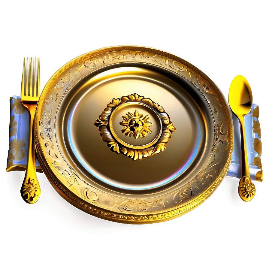 Golden Dinner Plate Png 06262024