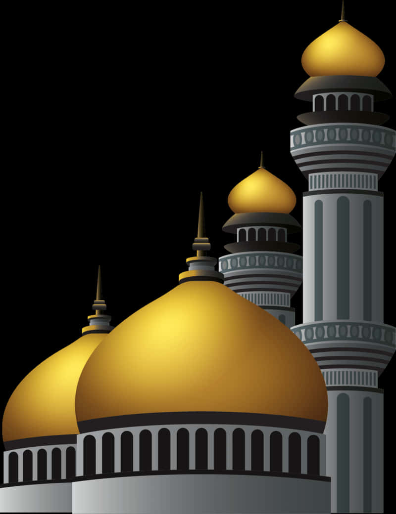 Golden Domed Mosque Illustration