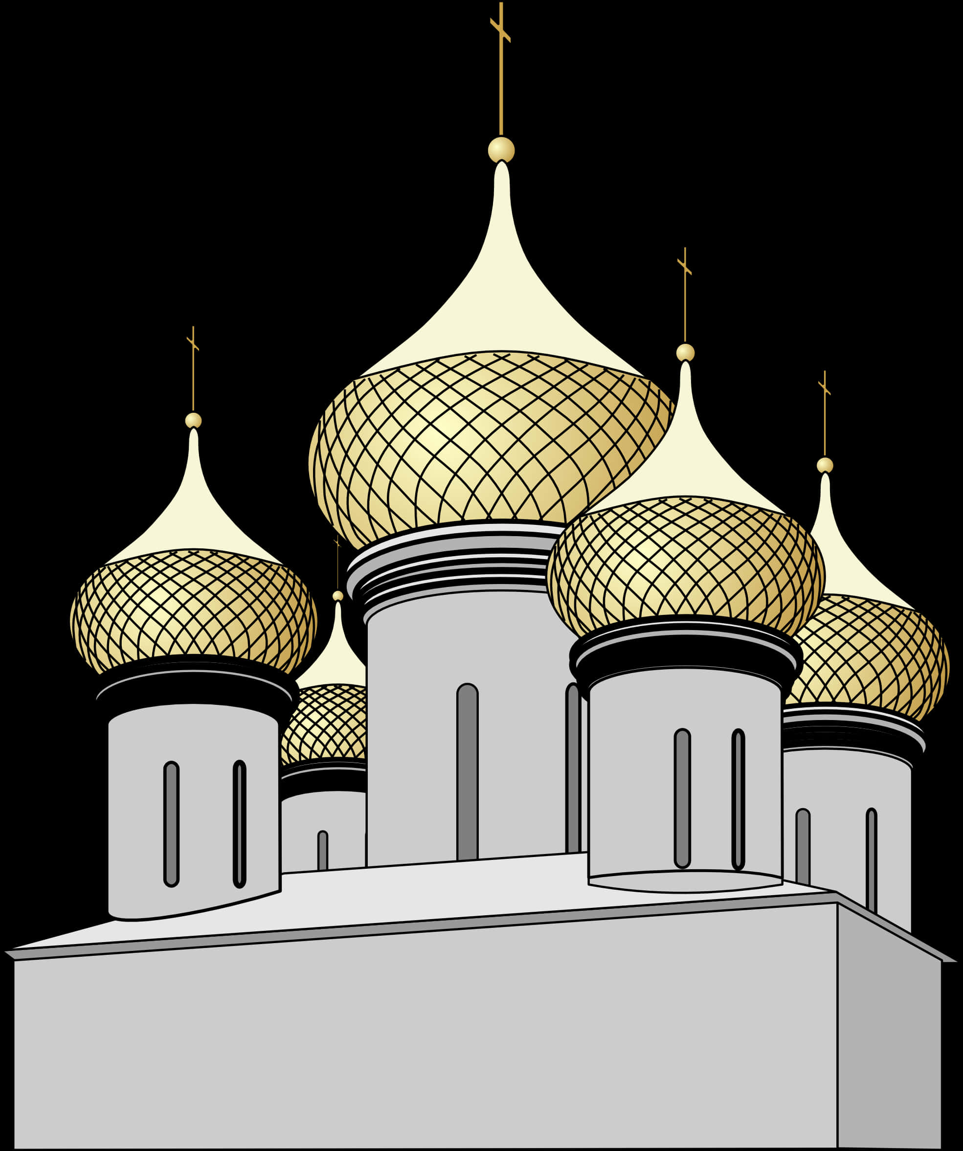 Golden Domed Orthodox Cathedral Illustration