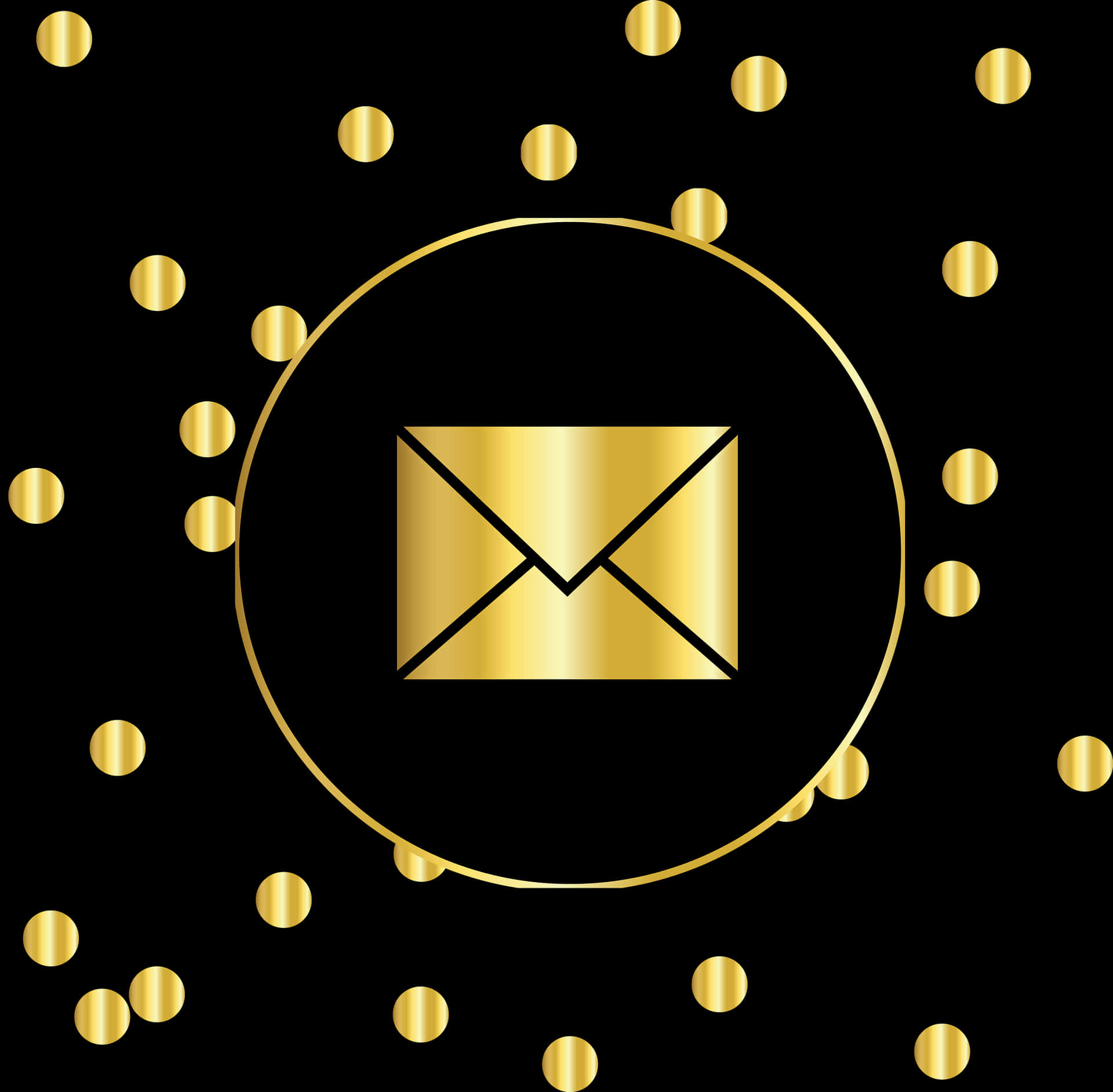 Golden Email Icon Black Background