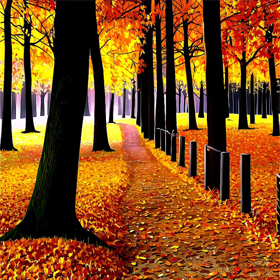 Golden Fall Trees Pathway Png 06212024