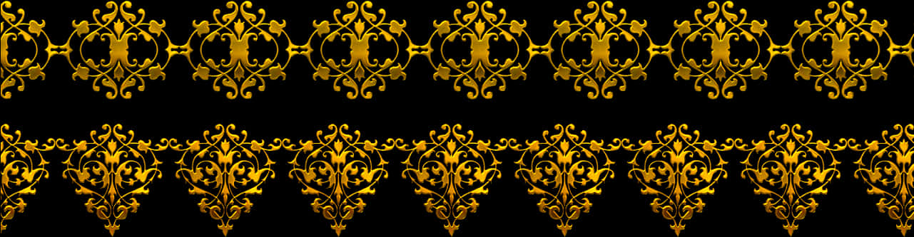 Golden Floral Black Background Pattern