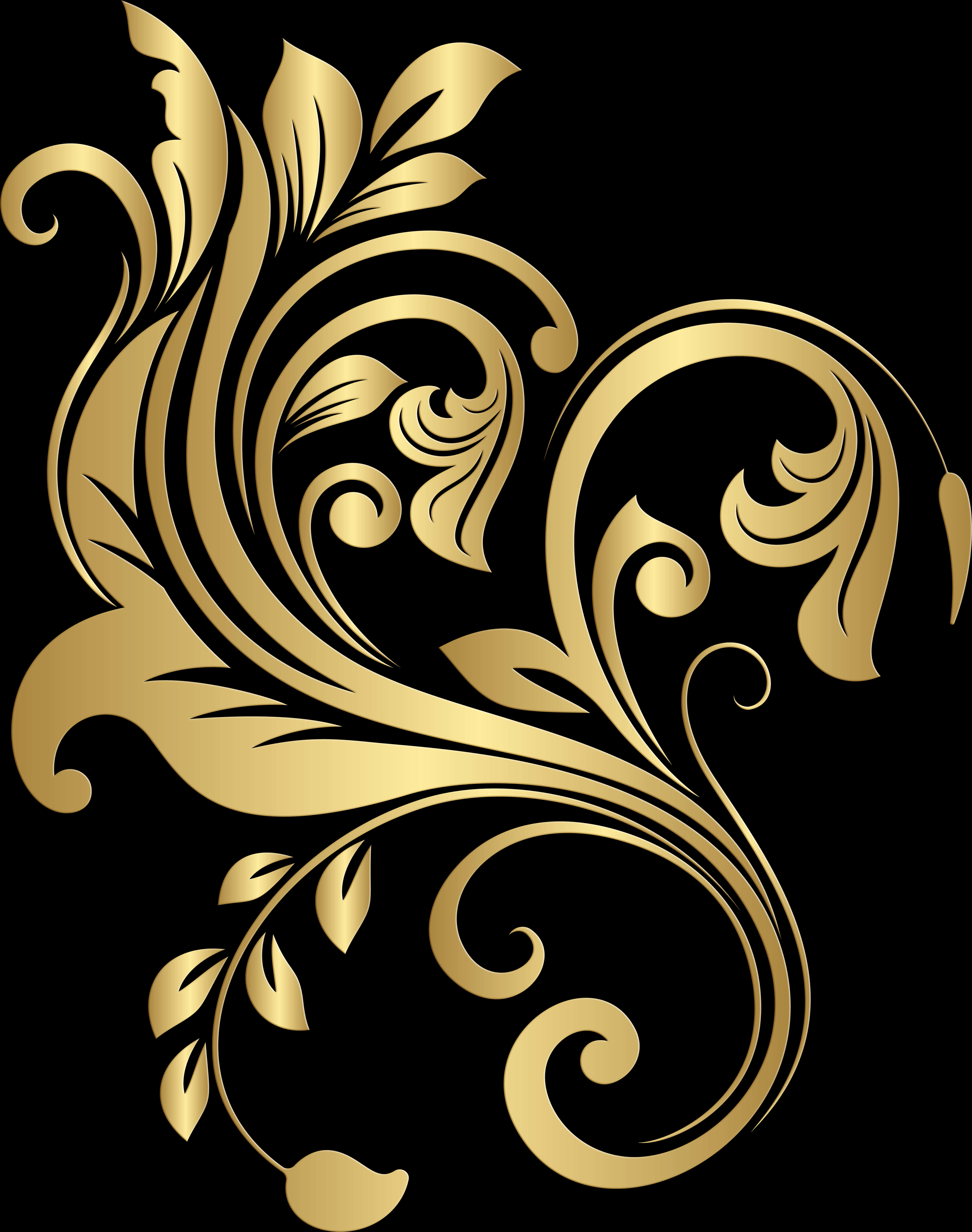 Golden Floral Decorative Element