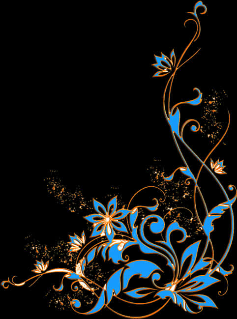 Golden Floral Designon Black