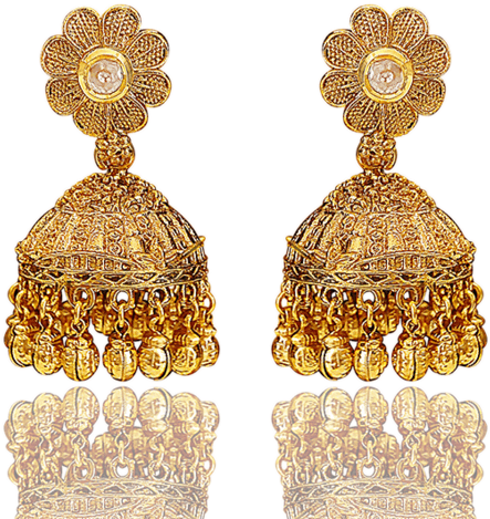 Golden Floral Jhumka Earrings