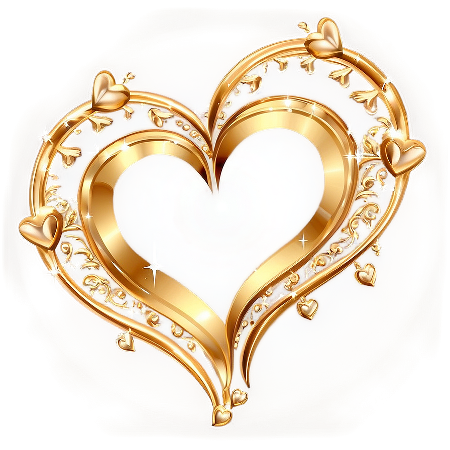 Golden Frame With Hearts Png 61