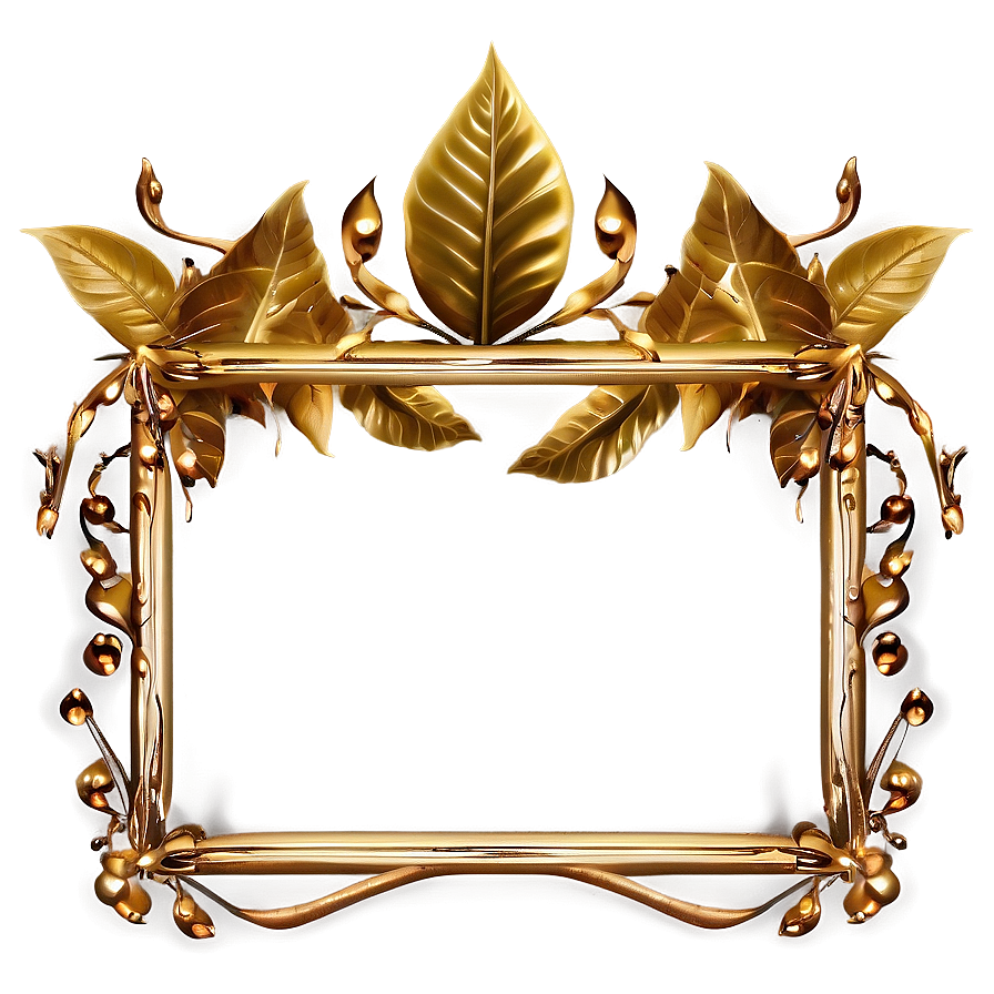 Golden Frame With Leaves Png 05252024