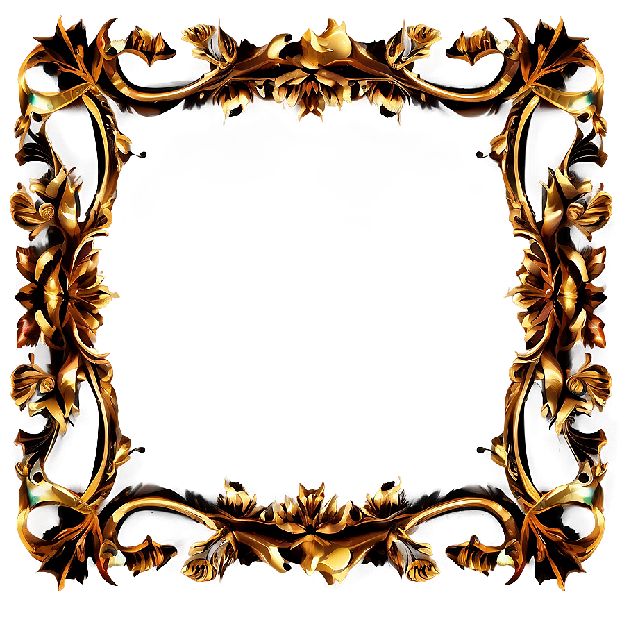 Golden Frame With Leaves Png Wdu