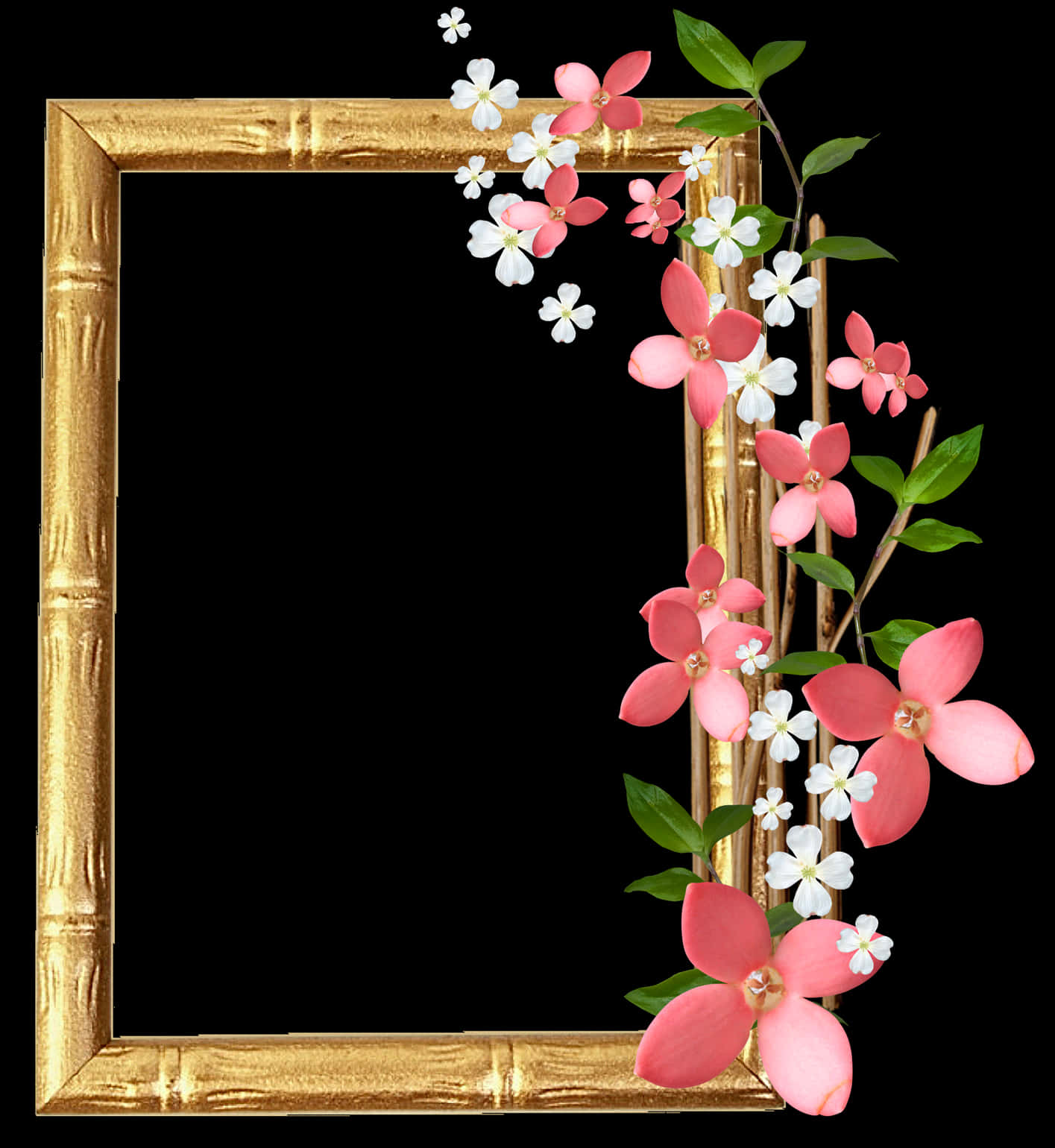 Golden Framewith Floral Embellishment