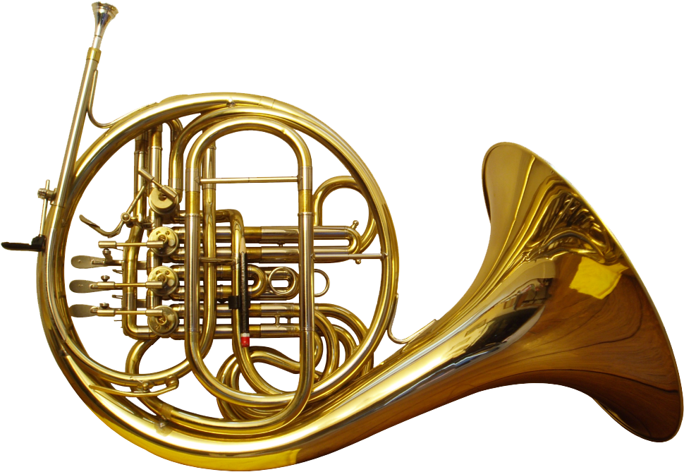 Golden French Horn Instrument