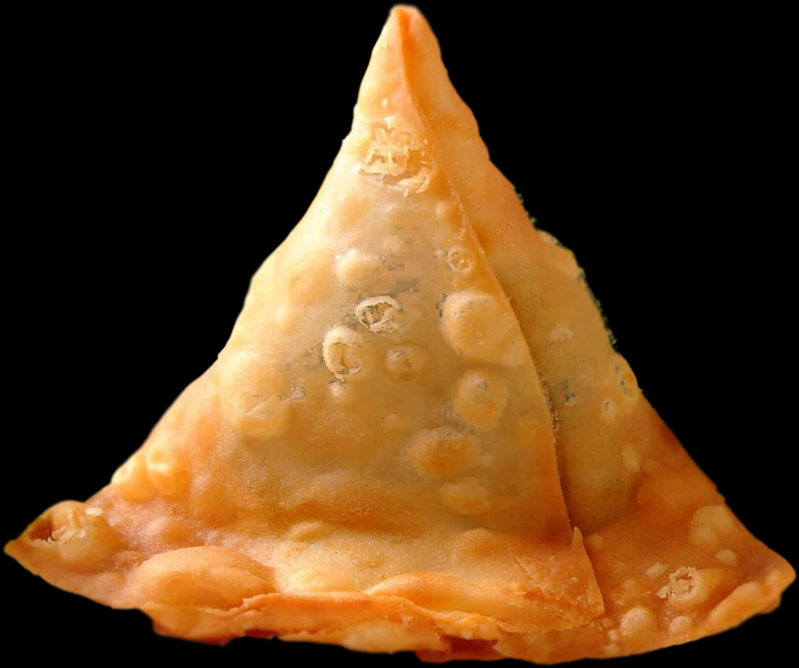 Golden Fried Samosa Black Background