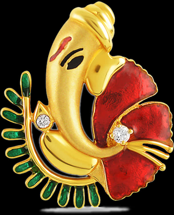 Golden Ganpati Pendant Design