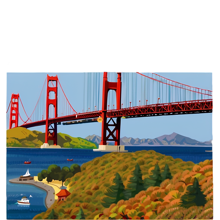 Golden Gate Bridge In Autumn Season Png Lsw62