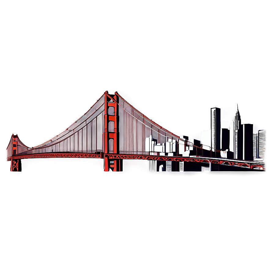 Golden Gate Bridge With City Skyline Png Bsn12