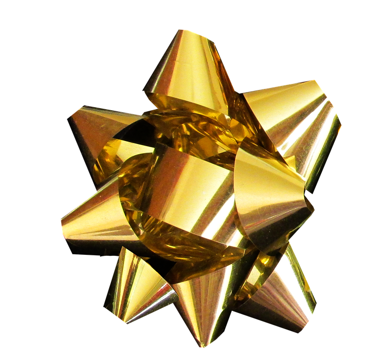 Golden Gift Bow Christmas Decoration