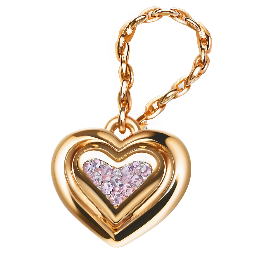 Golden Heart Charm Png Whh67