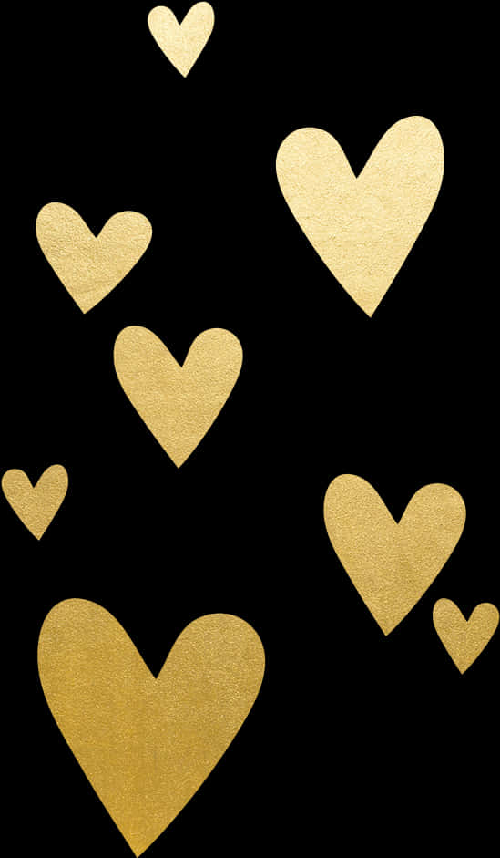 Golden Hearts Black Background