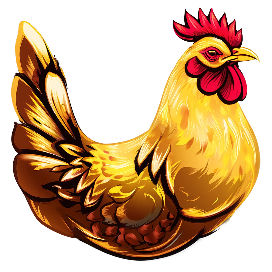 Golden Hen Illustration Png 9