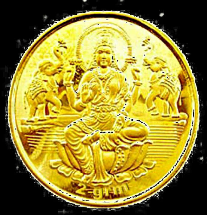 Golden Lakshmi Coin Embossed Design