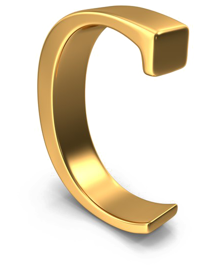 Golden Letter C3 D Rendering