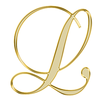 Golden Letter L Cursive Design