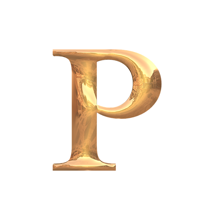 Golden Letter P3 D Rendering