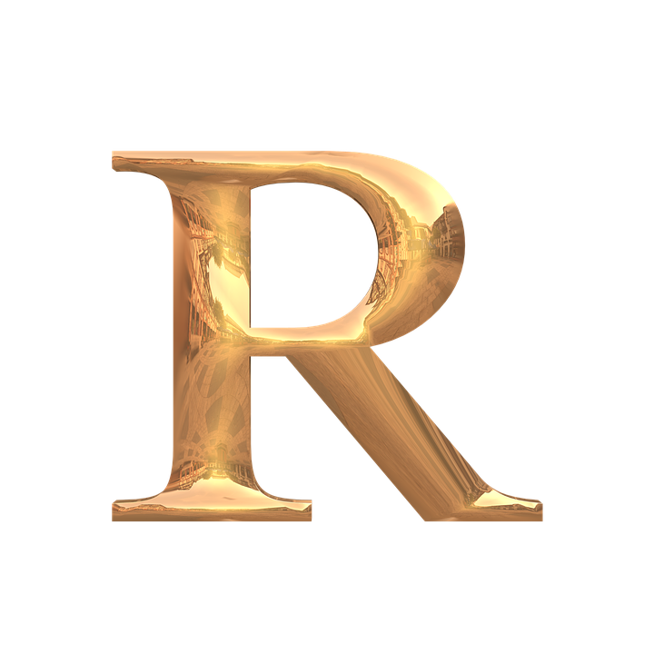 Golden Letter R3 D Rendering