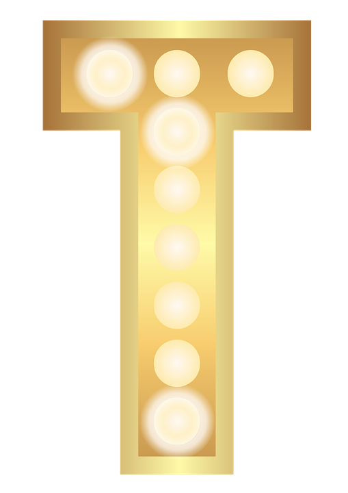 Golden Letter T Illuminated