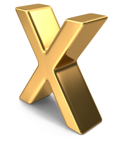 Golden Letter X3 D Rendering