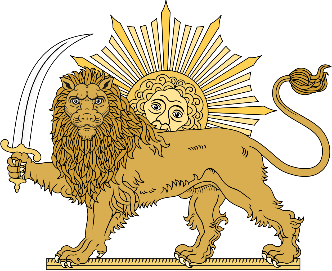 Golden Lion Sun Symbol Illustration