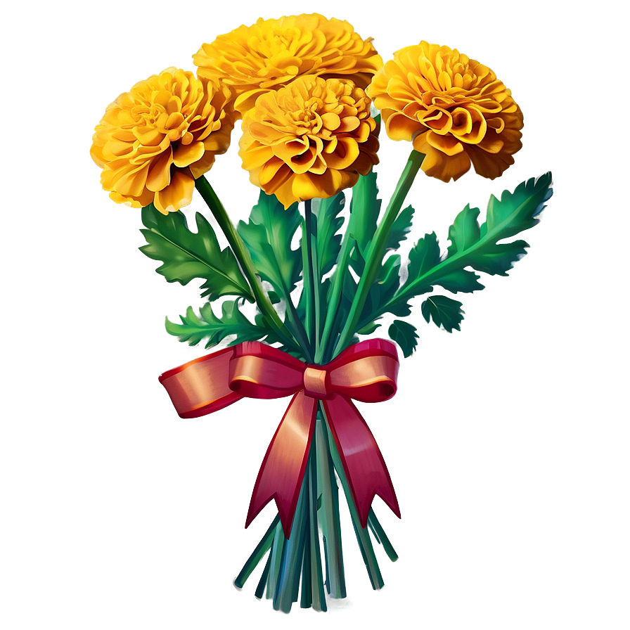 Golden Marigolds Bouquet Png 73