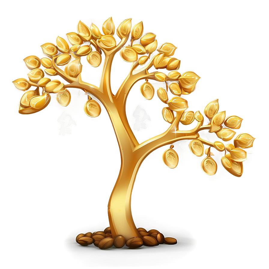 Golden Money Tree Design Png 06272024