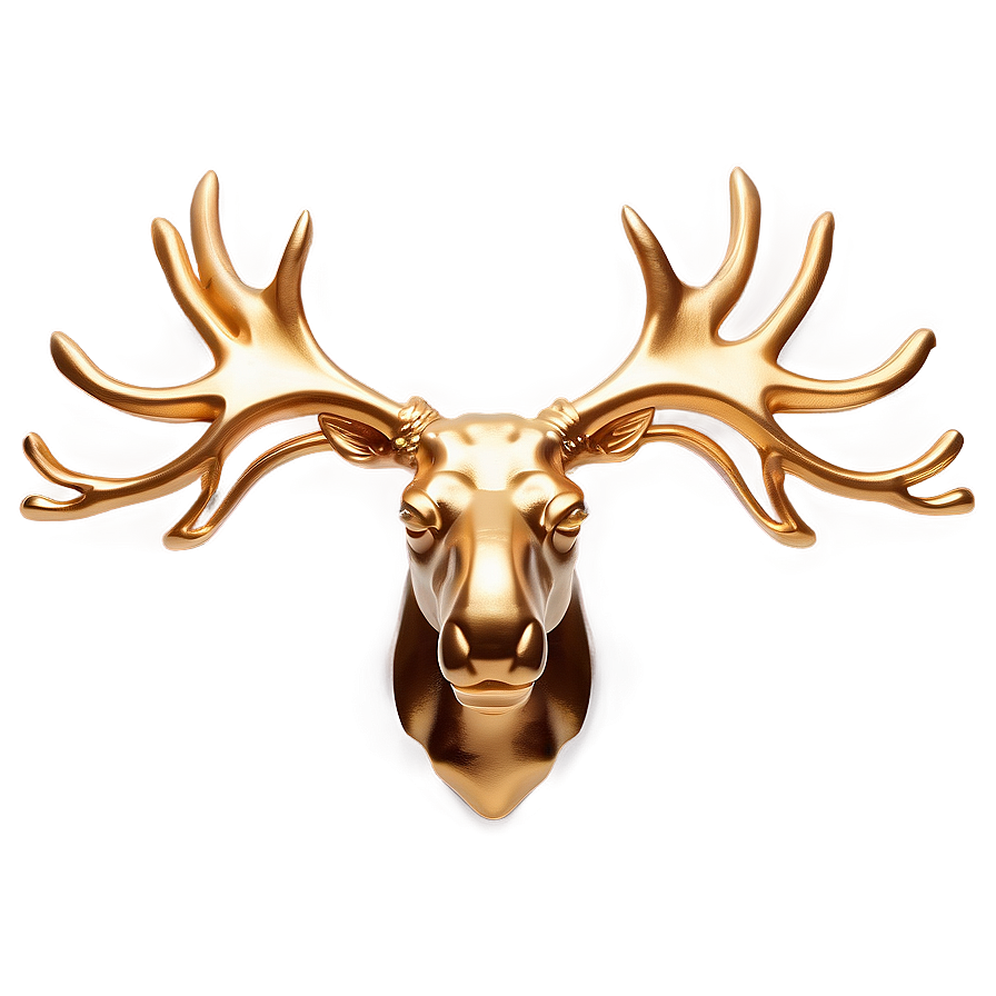 Golden Moose Head Luxury Design Png 41