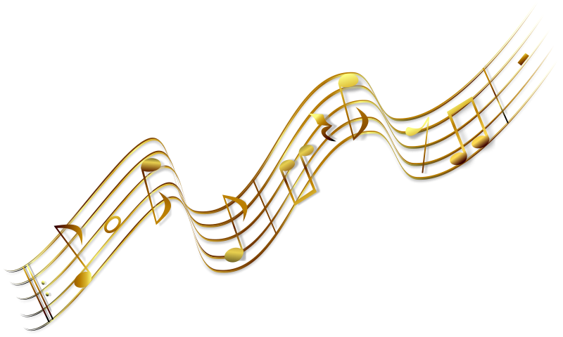 Golden Music Noteson Black