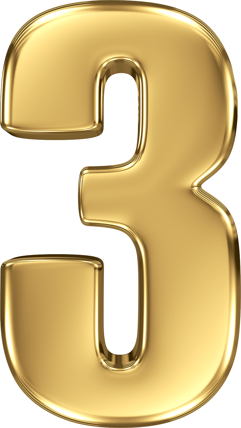 Golden Number Three3 D Rendering