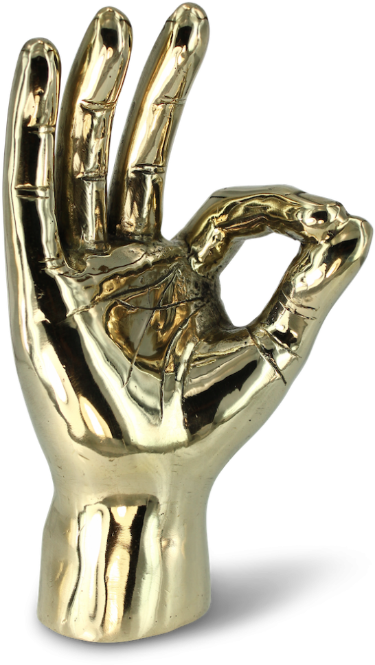 Golden O K Gesture Sculpture