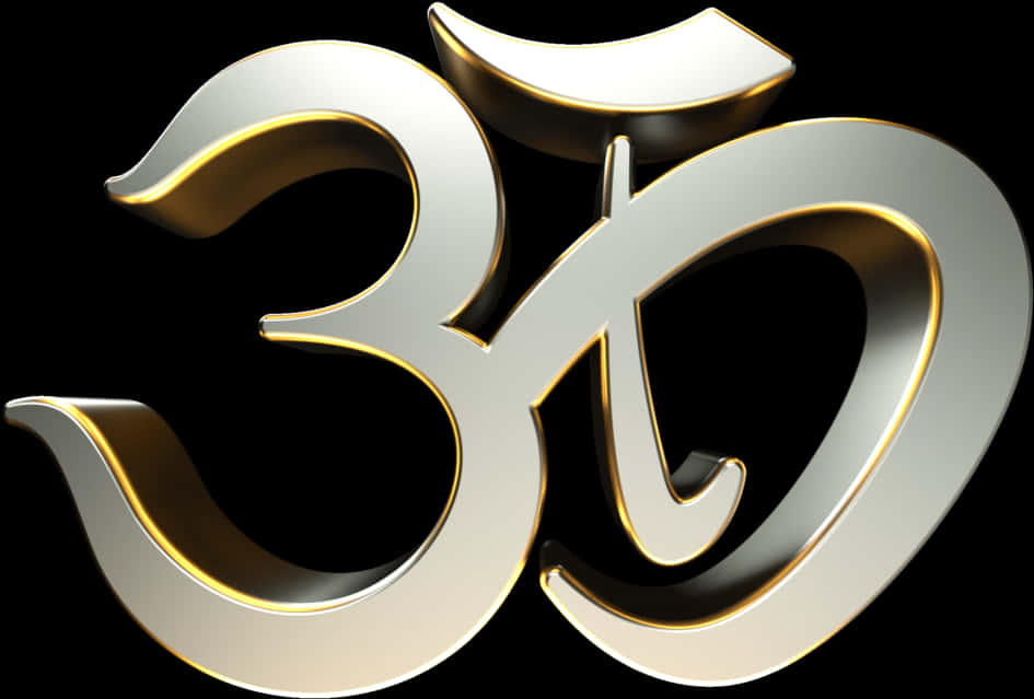 Golden Om Symbol Black Background