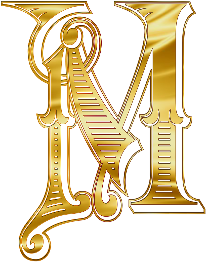 Golden Ornate Letter M