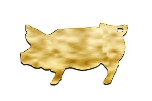 Golden Pig Silhouette Black Background