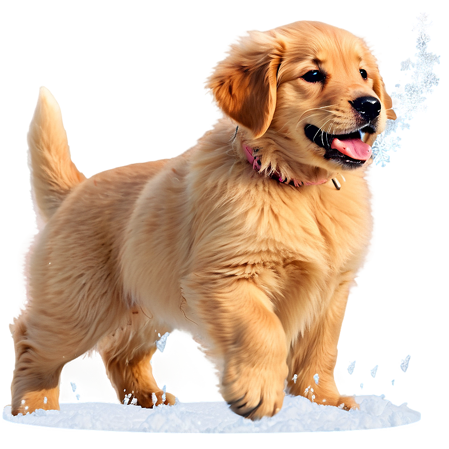 Golden Retriever Puppy Snow Play Png Hde