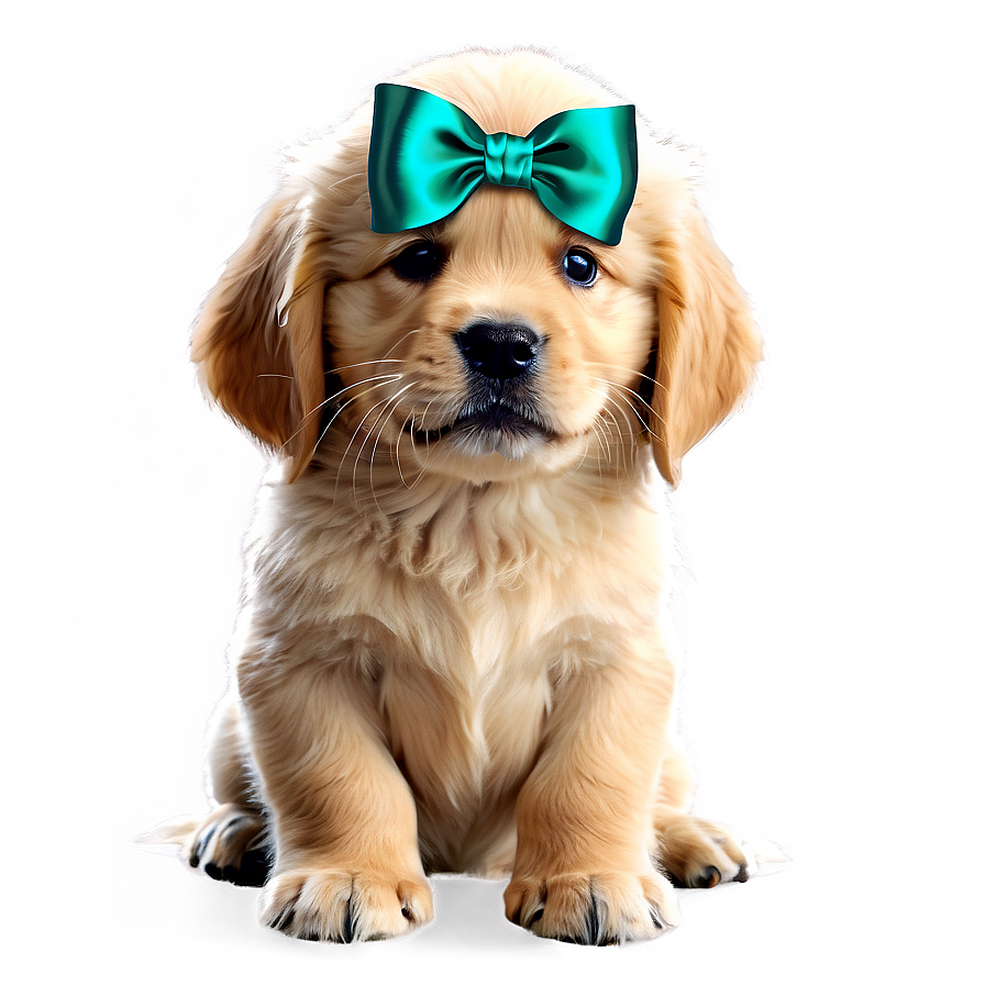 Golden Retriever Puppy With Bow Png 06252024