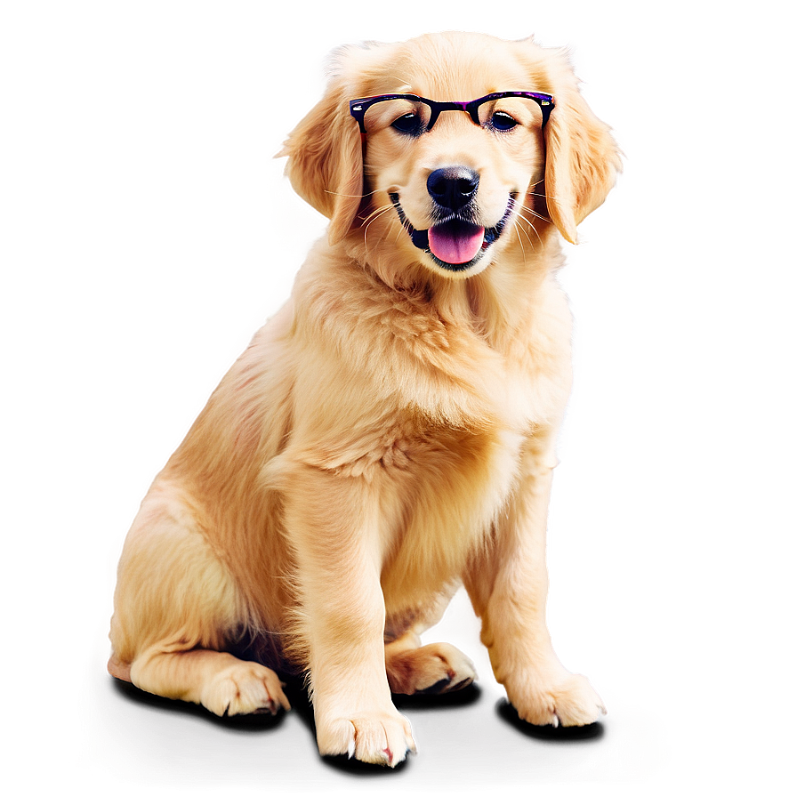 Golden Retriever Puppy With Glasses Png Ffv84