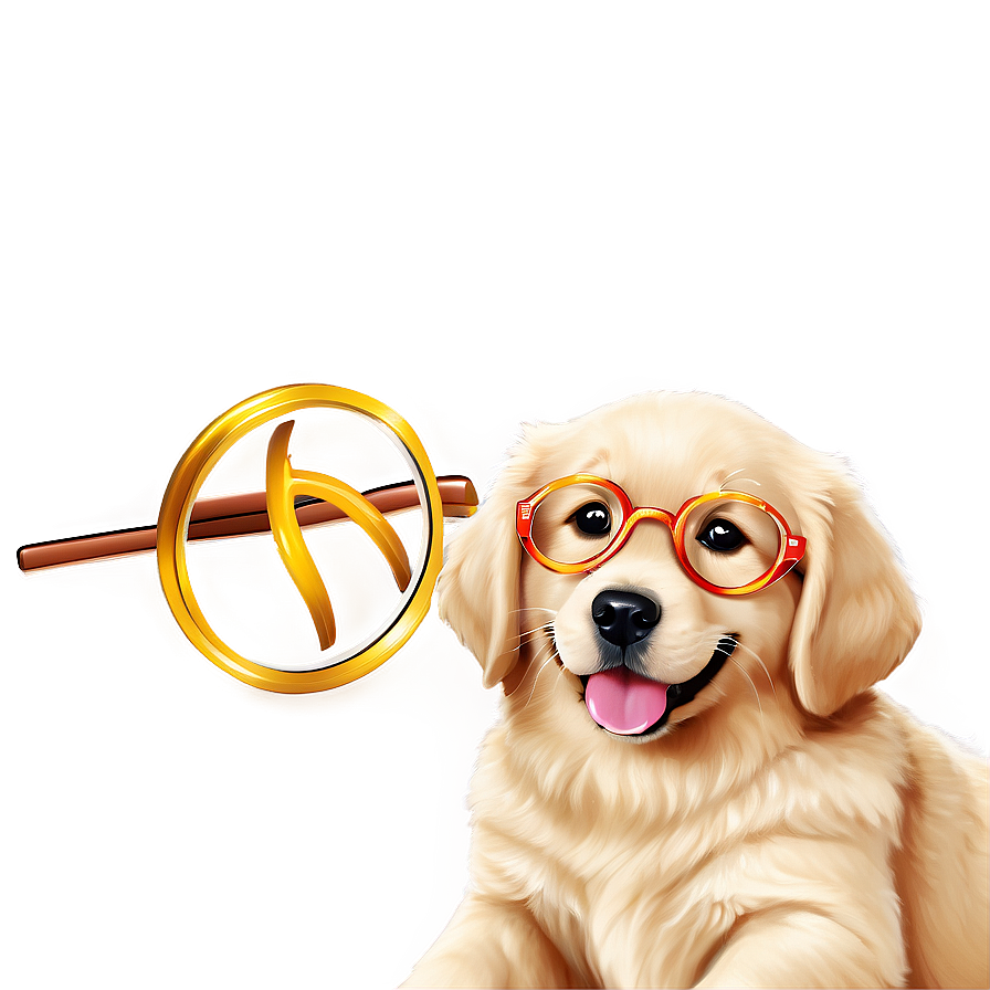 Golden Retriever Puppy With Glasses Png Hvj79